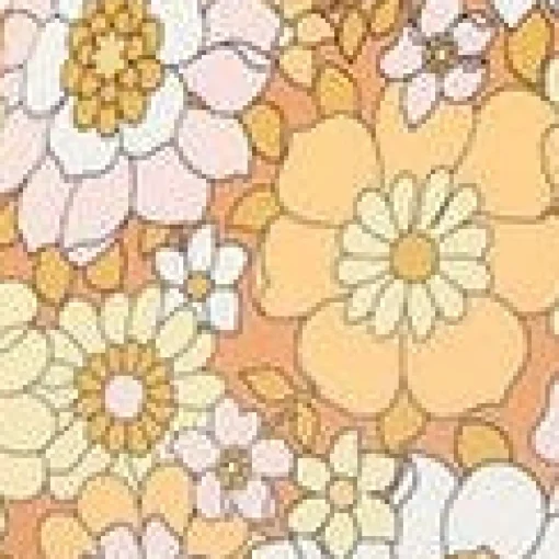 Magnolia Place Mustard Floral Print Long Sleeve Swimsuit