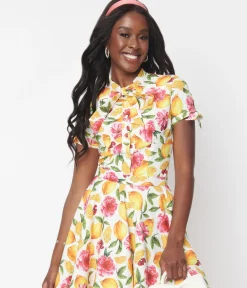 Magnolia Place Pink Florals & Lemons Elanor Top