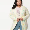 Magnolia Place Plus Size Cream & Pastel Hearts Cardigan