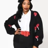 Magnolia Place Plus Size Black Heart Lollipop Open Cardigan