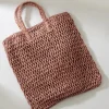 Mauve Pink Straw Tote Bag