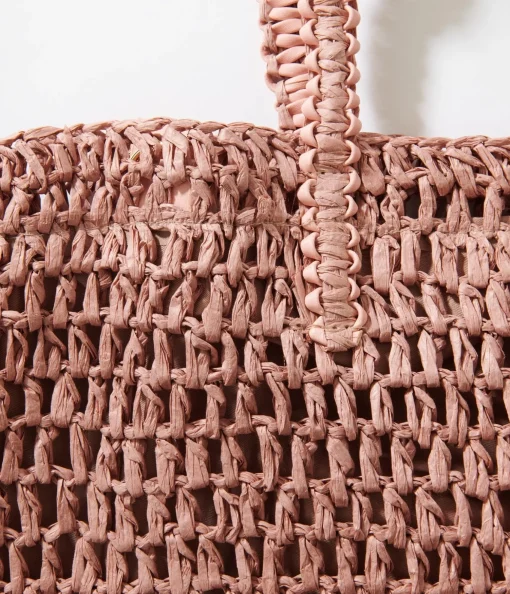 Mauve Pink Straw Tote Bag