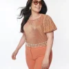 Metallic Copper Ribbed Blouse