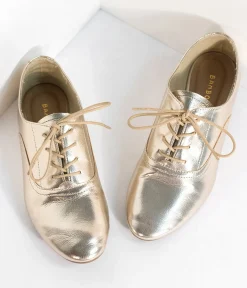 Metallic Gold Classic Lace Up Flats