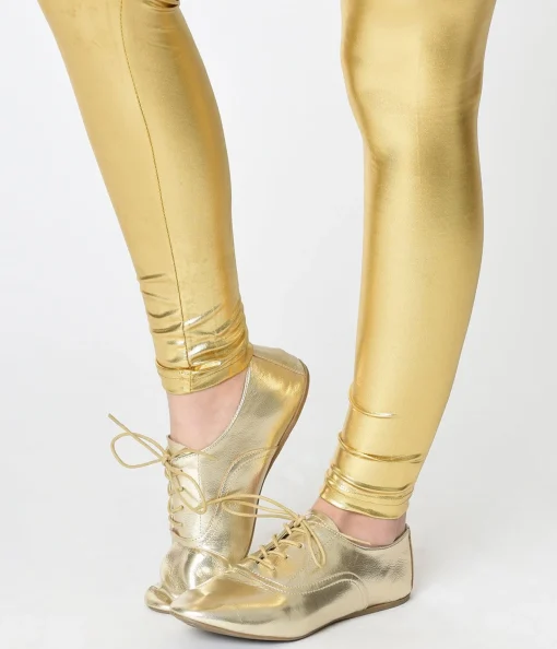 Metallic Gold Classic Lace Up Flats