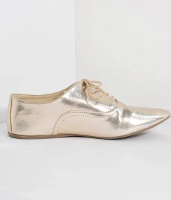Metallic Gold Classic Lace Up Flats