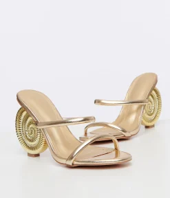 Metallic Gold Seashell Heels