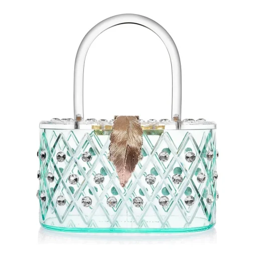Milanblocks 1950s Spearmint Ice Crystal Acrylic Box Clutch Handbag