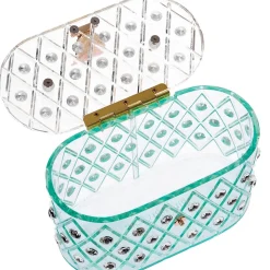 Milanblocks 1950s Spearmint Ice Crystal Acrylic Box Clutch Handbag