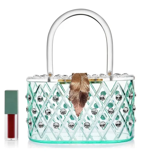Milanblocks 1950s Spearmint Ice Crystal Acrylic Box Clutch Handbag