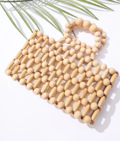 Mini Wood Beaded Handbag