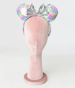Minnie Mouse Pastel Rainbow Sequin Plush Headband