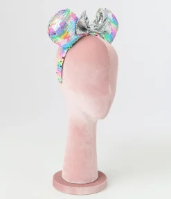Minnie Mouse Pastel Rainbow Sequin Plush Headband