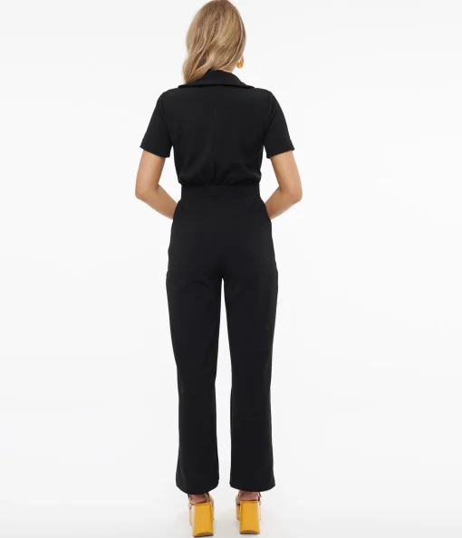 Miracle Eye 1960s Black California Shake Belted Jumpsuit