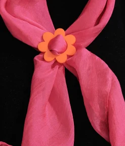 Miracle Eye 1960s Orange Daisy Scarf Slide