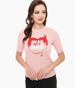 Mischief Made Pink Mean Ghoul Short Sleeve Sweater