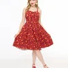 Miss Lulo 1950s Red Gingerbread Man Print Eden Fit & Flare Dress