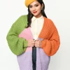 Multicolor Color Block Open Cardigan