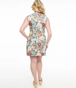 Multicolor Floral Watercolor Print Shift Dress