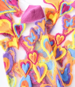Multicolor Hearts Sheer Ruffle Crew Socks
