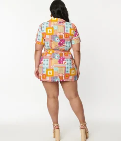 Multicolor Patchwork Print Mini Dress