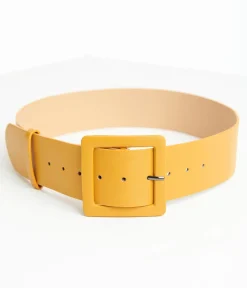 Mustard Leatherette Wide Belt