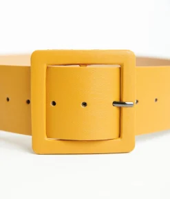 Mustard Leatherette Wide Belt