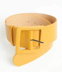 Mustard Leatherette Wide Belt