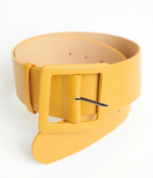 Mustard Leatherette Wide Belt