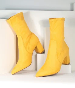 Mustard Suede Pointed Bootie