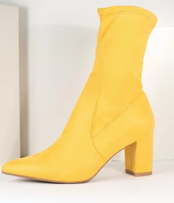 Mustard Suede Pointed Bootie