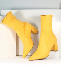 Mustard Suede Pointed Bootie