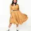 Mustard Yellow Plaid Kacee Swing Dress