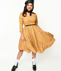 Mustard Yellow Plaid Kacee Swing Dress