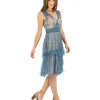 Nataya 1920s Style Sapphire & Nude Flapper Dress