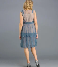 Nataya 1920s Style Sapphire & Nude Flapper Dress