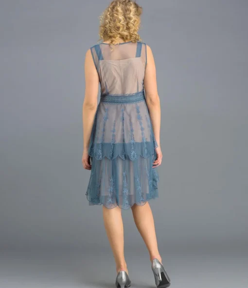 Nataya 1920s Style Sapphire & Nude Flapper Dress
