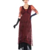 Nataya 1920s Style Wine & Black Flapper Dress