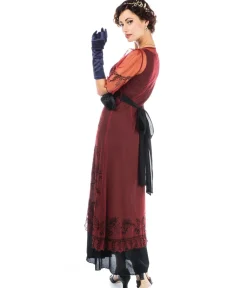 Nataya 1920s Style Wine & Black Flapper Dress