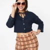 Navy Floral Button Cropped Petunia Cardigan