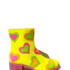 Neon Yellow & Rainbow Heart to Heart Ankle Boot