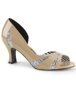 Nude & Glitter D'Orsay Peep Toe Pump