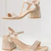 Nude & Silver Rhinestone Kitten Peep Toe Heels