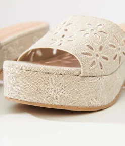 Nude Flower Platform Sandals