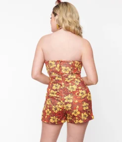 Orange & Yellow Tropical Floral Mimosa Tube Top