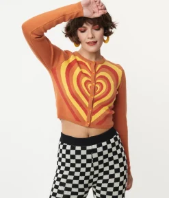 Orange Heart Stripe Cardigan