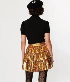 Orange Sequin & Spider Mini Skirt