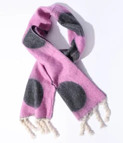 Pink & Grey Large Polka Dot Scarf