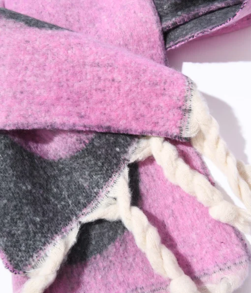 Pink & Grey Large Polka Dot Scarf