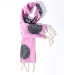 Pink & Grey Large Polka Dot Scarf
